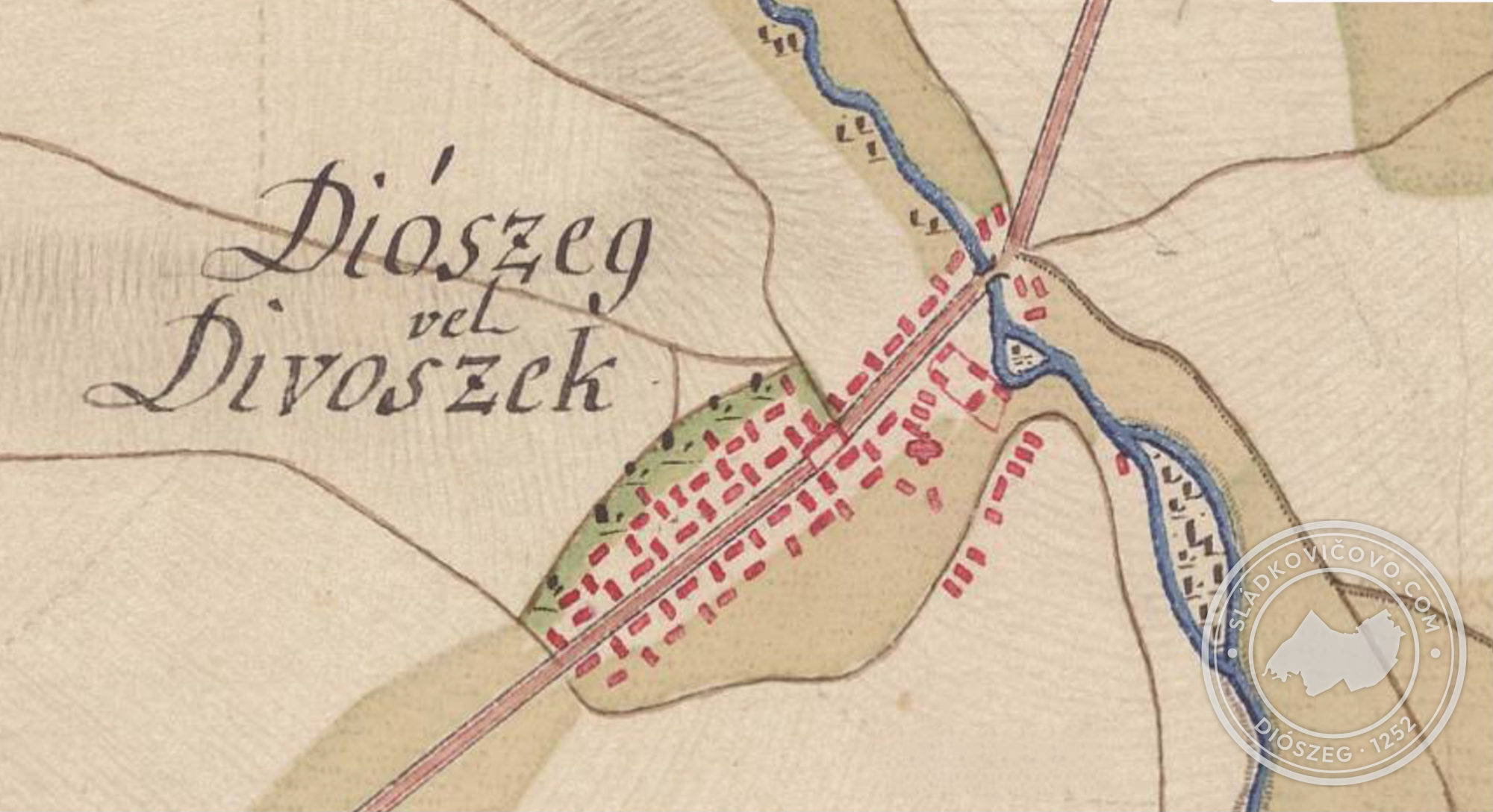 Diószeg térképe a 18. század közepéről.