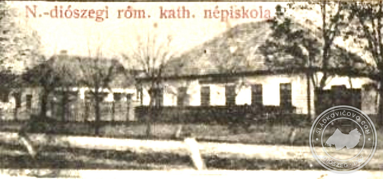 Rímskokatolícka ľudová škola v Nemeckom Diószegu na začiatku 20. storočia.