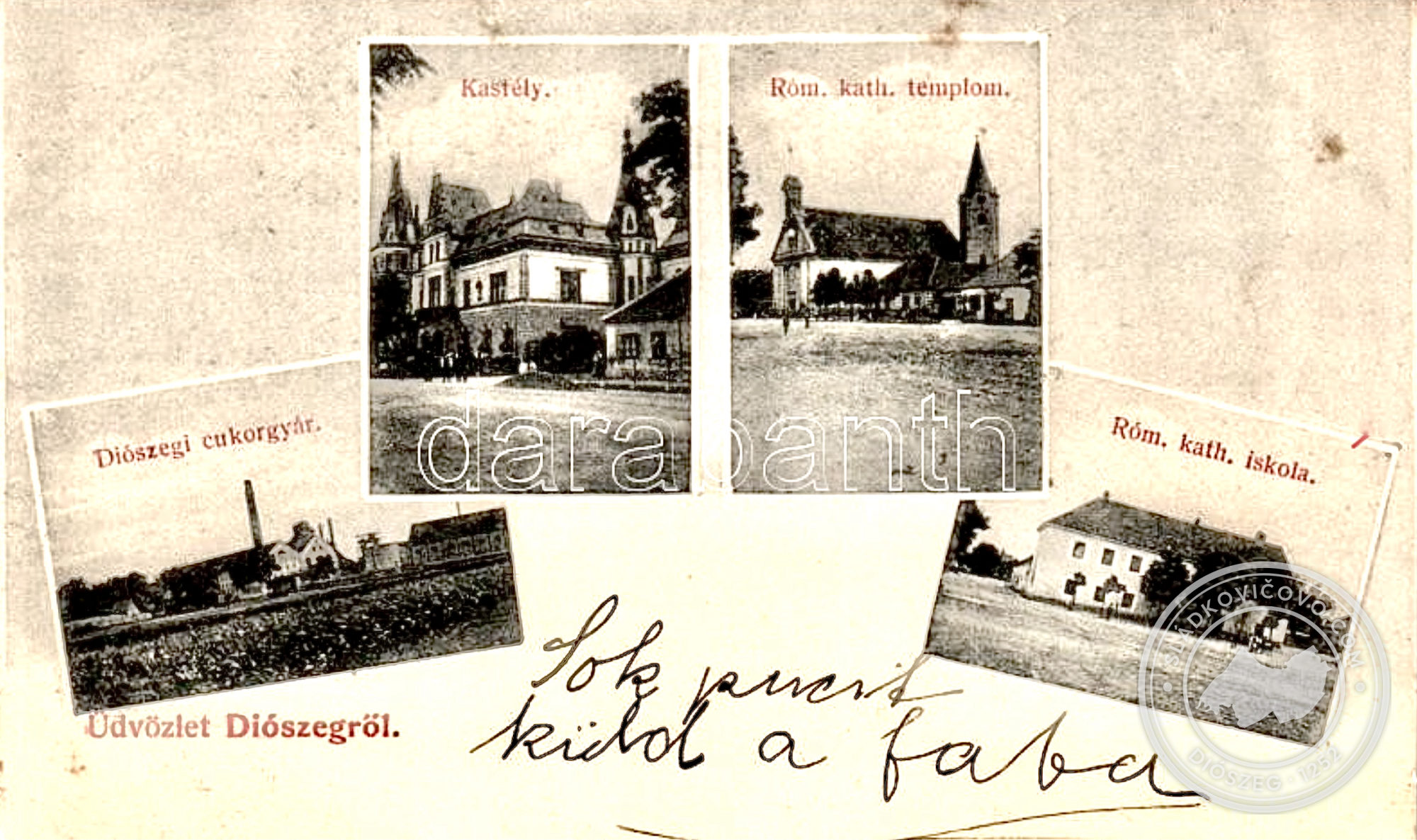 Képeslap Diószegről, amelyet 1911 novemberében adtak fel Németdiószeg vasútállomásáról.